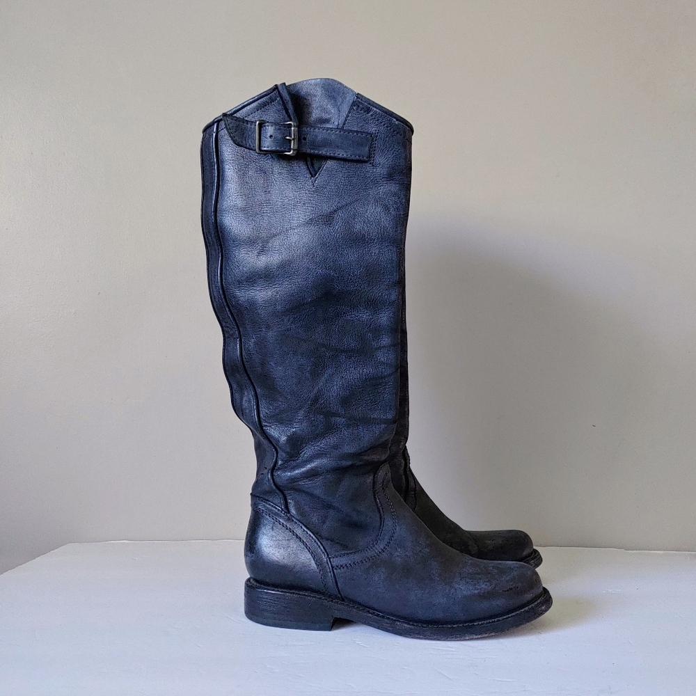 Freebird Contra Tall Boots Western Moto Size 7 Leather Blue Black - Picture 4 of 16